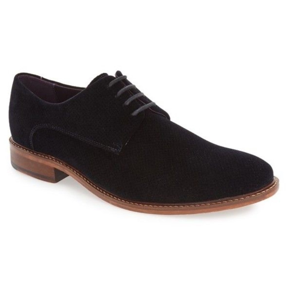 Ted Baker London 'Nierro' Plain Toe Derby Black Velvet Lace Up Loafer Size: 7.5